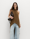 Draped Halter Neck Longline Top