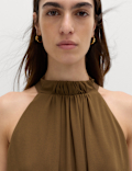Draped Halter Neck Longline Top