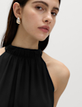 Draped Halter Neck Longline Top