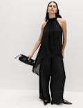 Draped Halter Neck Longline Top