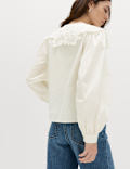 Pure Cotton Broderie Collared Shirt