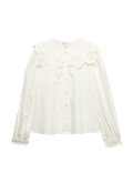 Pure Cotton Broderie Collared Shirt