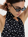 Satin Scarf Detail Shirred Top