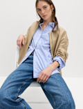 Pure Cotton Striped Oversized Shirt