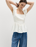Square Neck Peplum Top
