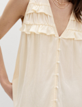 Lyocell Rich V-Neck Frill Detail Top