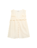 Lyocell Rich V-Neck Frill Detail Top