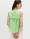 Lyocell Rich V-Neck Frill Detail Top