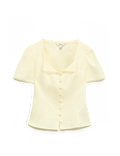 Cotton Blend Lace Detail Waisted Top