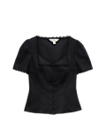 Cotton Blend Lace Detail Waisted Top