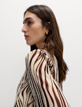 Zebra Print Tie Front Flute Sleeve Blouse