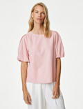 Pure Cotton Puff Sleeve Blouse