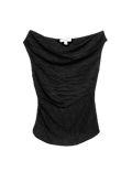 Plisse Asymmetric Neck Bardot Top