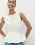 Pure Cotton Shirred Top