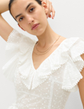 Embroidered Frill Detail Top
