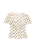Polka Dot Lace Detail Button Through Top