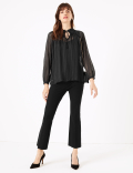 Glittery Striped Smock Blouse