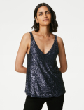 Sequin V-Neck Cami Top