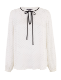 Polka Dot Tie Neck Long Sleeve Blouse