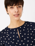 Polka Dot Bib Front Blouse
