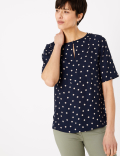 Polka Dot Bib Front Blouse