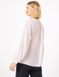 Gathered High Neck Blouse