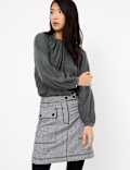 Gathered High Neck Blouse