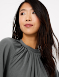 Gathered High Neck Blouse