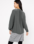 Gathered High Neck Blouse