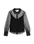 Sheer Polka Dot Collared Shirt