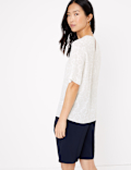 Floral Pleat Front Short Sleeve Blouse