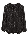 Metallic Polka Dot Long Sleeve Blouse