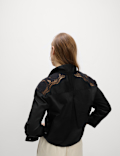 Pure Cotton Cutwork Detail Cropped Shirt