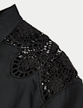 Pure Cotton Cutwork Detail Cropped Shirt