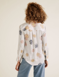 Satin Dandelion Print Long Sleeve Shirt