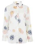 Satin Dandelion Print Long Sleeve Shirt