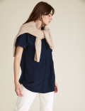 V-Neck Longline Short Sleeve Tunic