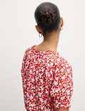Printed Square Neck Puff Sleeve Blouse