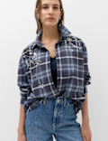 Pure Cotton Embellished Checked Shirt