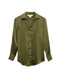 Satin Collared V-Neck Button Through Shirt