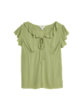 Frill Detail V Neck Top