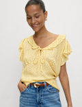 Polka Dot Frill Detail Top