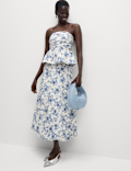 Pure Cotton Floral Bubble Hem Bandeau Top