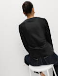 Satin Tie Front Long Sleeve V-Neck Top