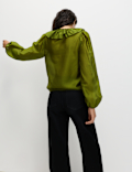 Lyocell Rich Frill Detail V-Neck Top