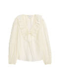 Lyocell Rich Frill Detail V-Neck Top