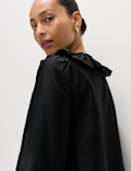 Lyocell Rich Frill Detail V-Neck Top
