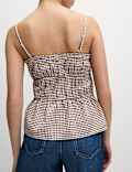 Modal Rich Gingham Tie Front Cami Top