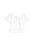 Pure Cotton Embroidered Tie Neck Top