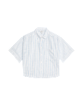 Pure Cotton Cropped Striped Shirt